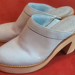 Blue Casual Mules with Moccasin Toe